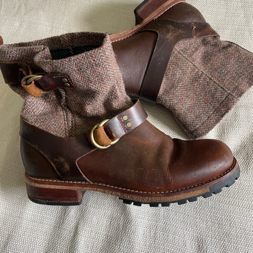 Woolrich Baltimore Boots Leather Harness Tweed Shaft